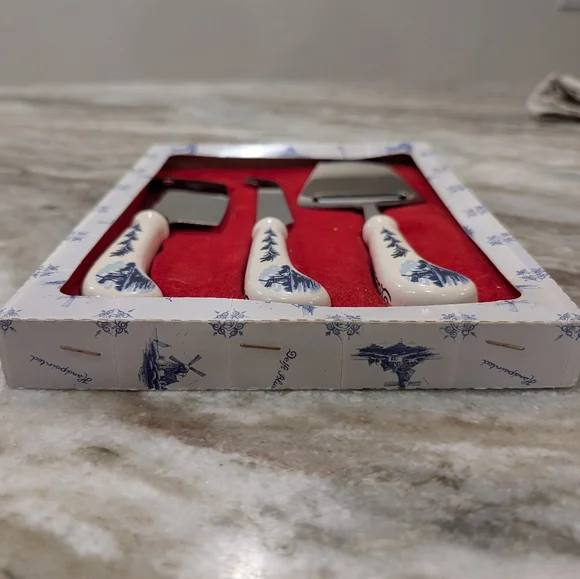 Delft Blue Amsterdam Holland Elesva Windmill Porcelain handle Set - Picture 6 of 6